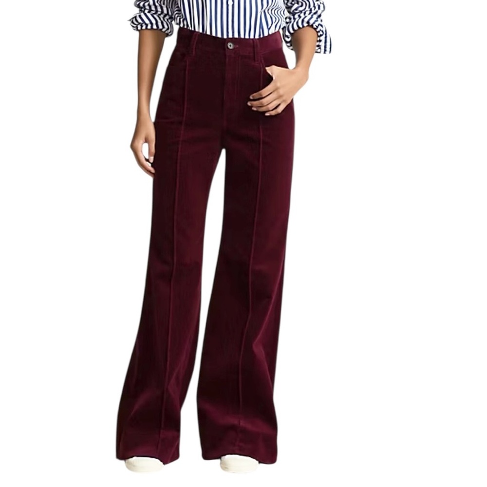 Polo Ralph Lauren Plum Pintucked Corduroy Flare Pants Jeans Size 6